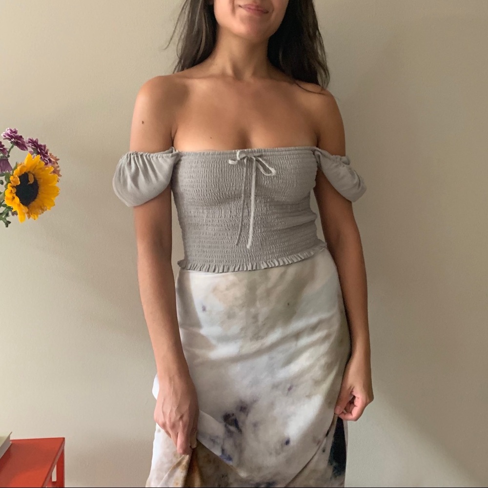 Smocked Prairie Blouse in Pearl Grey - Picture 3 of 5